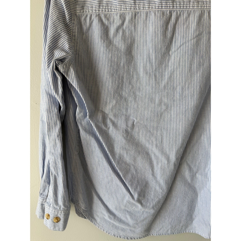 Cabin Creek Woman's Small Blue White Striped Sunflower Fall Embroidered Shirt - Picture 5 of 10